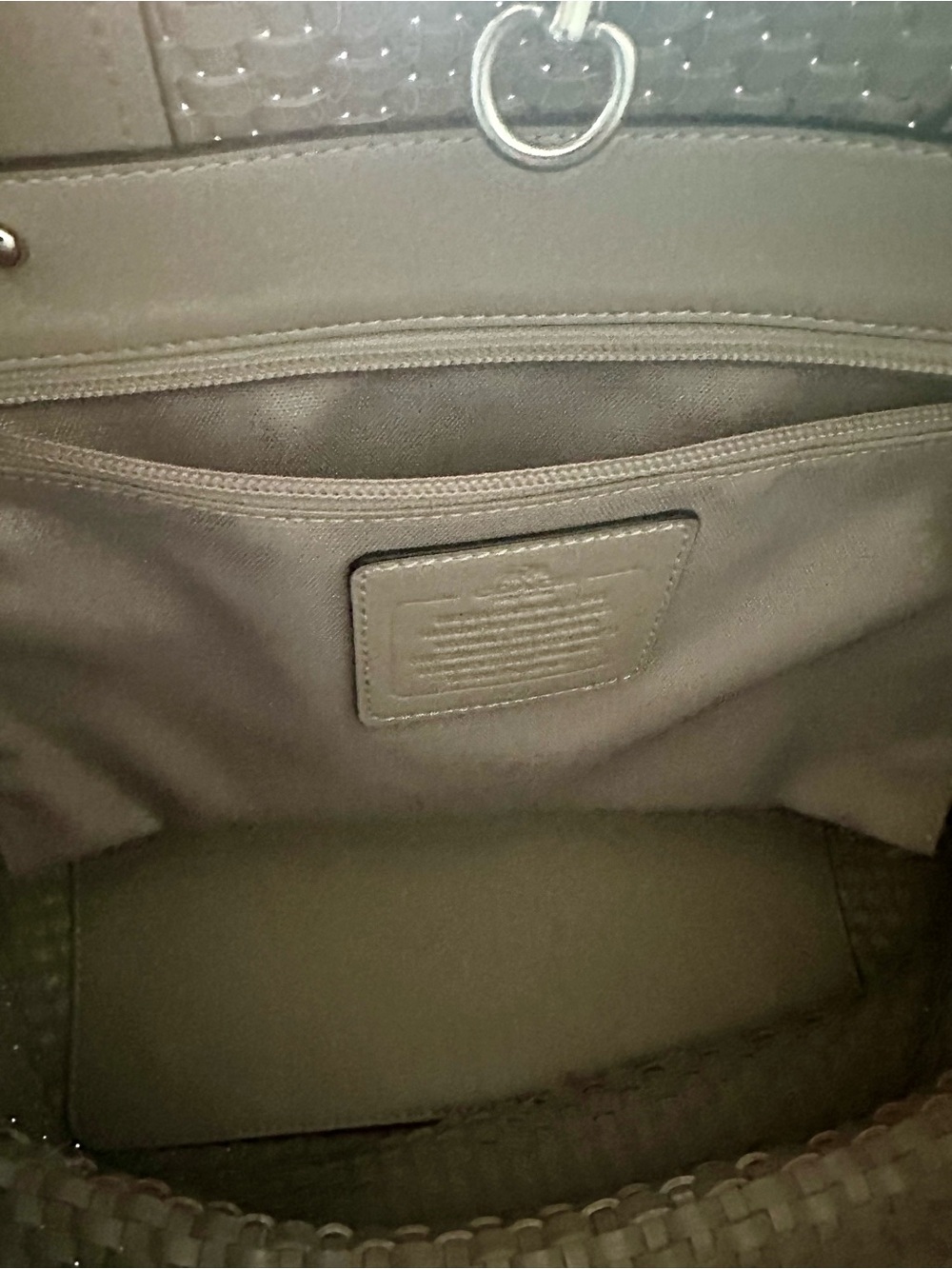 Coach Woven Leather Tote - Brown with Neon Yellow & Red Accents - Picture 6 of 16